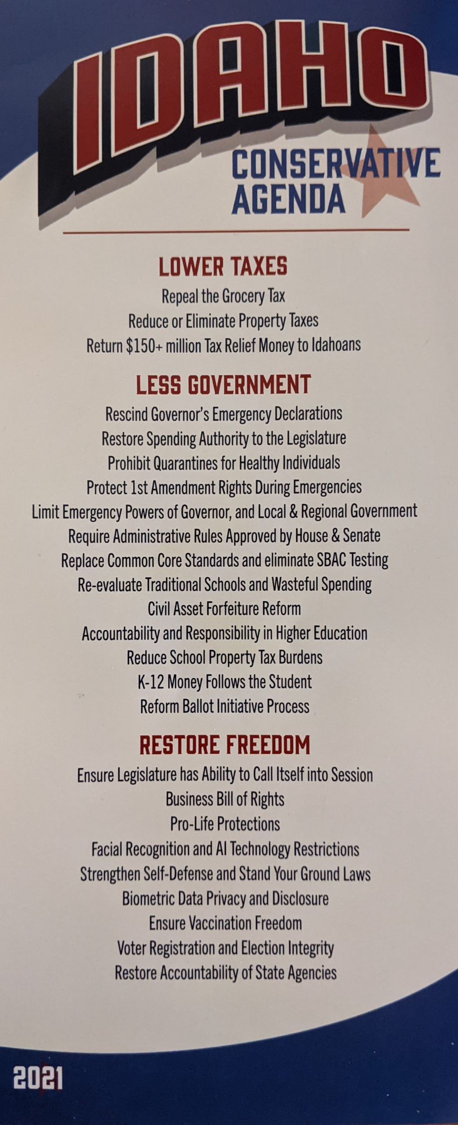 conservative agenda
